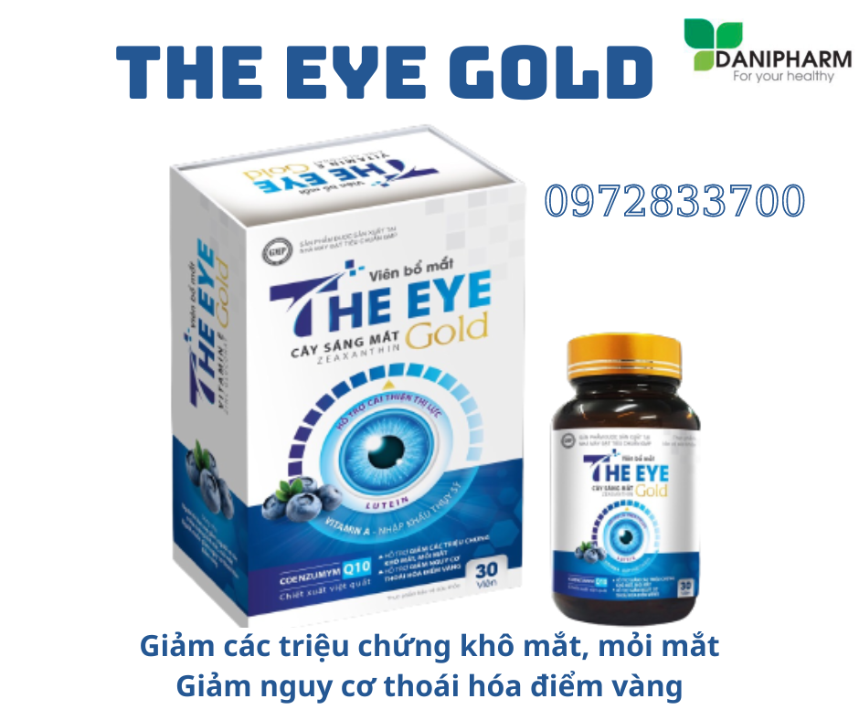 Viên uống bổ mắt THE EYE GOLD, giảm nhức mỏi mắt, tăng cường thị lực - Danipharm