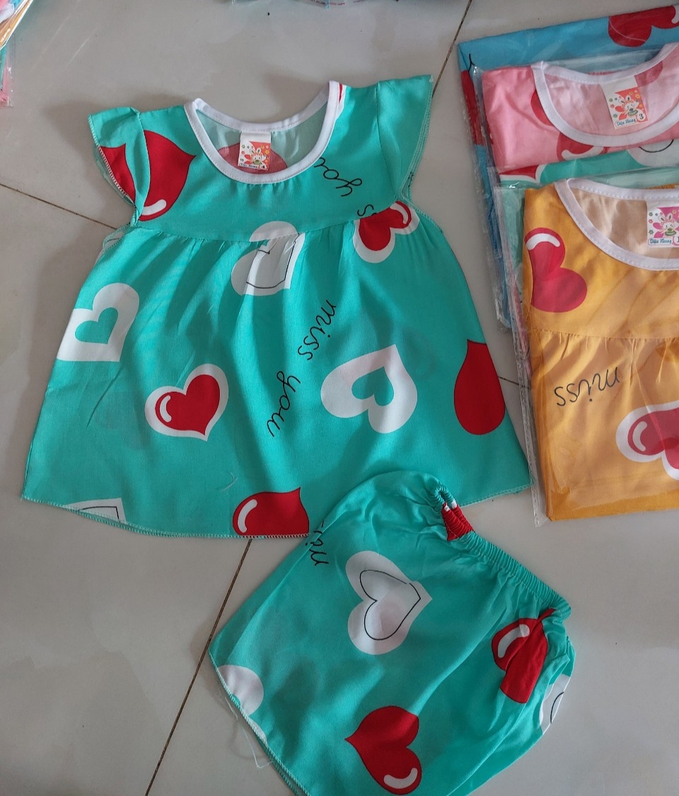 đồ bộ tole bé gái từ 6-14kg (giao màu và họa tiết ngẫu nhiên)