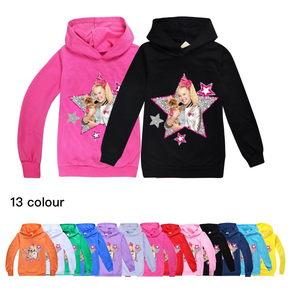 【CC】 3-14 Years JOJO Siwa Kids Spring Top Hoodies Sweatshirt T Clothes Hooded Shirts Baby Teenager C