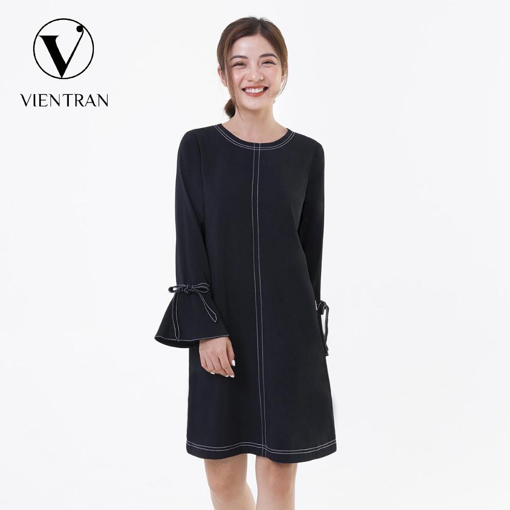 Đầm suông tay áo loe vien tran v63t19t032