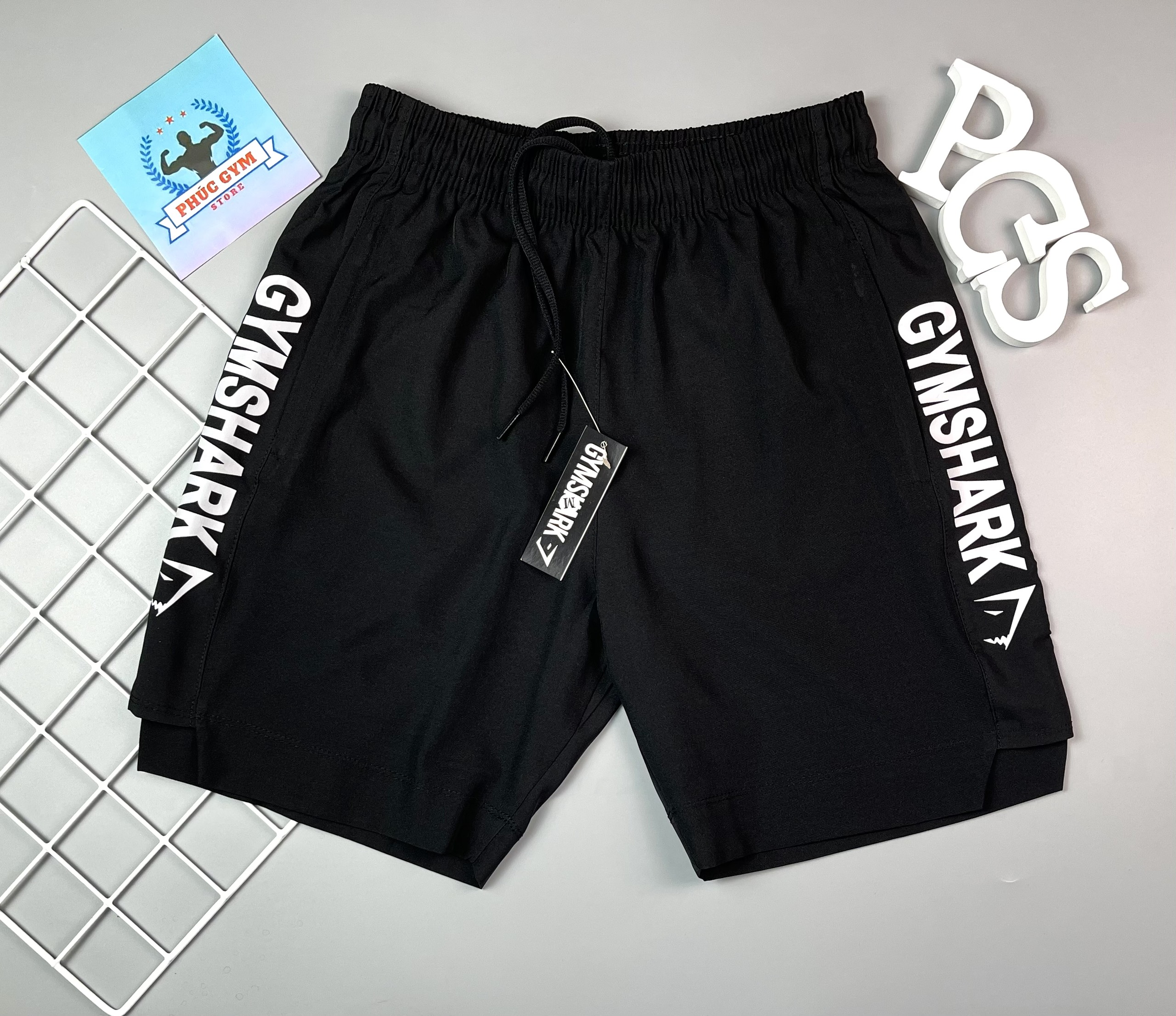 Quần short quần đùi gym thể thao nam gym shark vải dù pha thoáng nhẹ