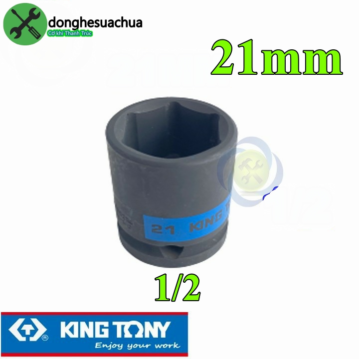 Tuýp 21mm loại 1/2 kingtony 453521m ngắn 6 cạnh màu đen