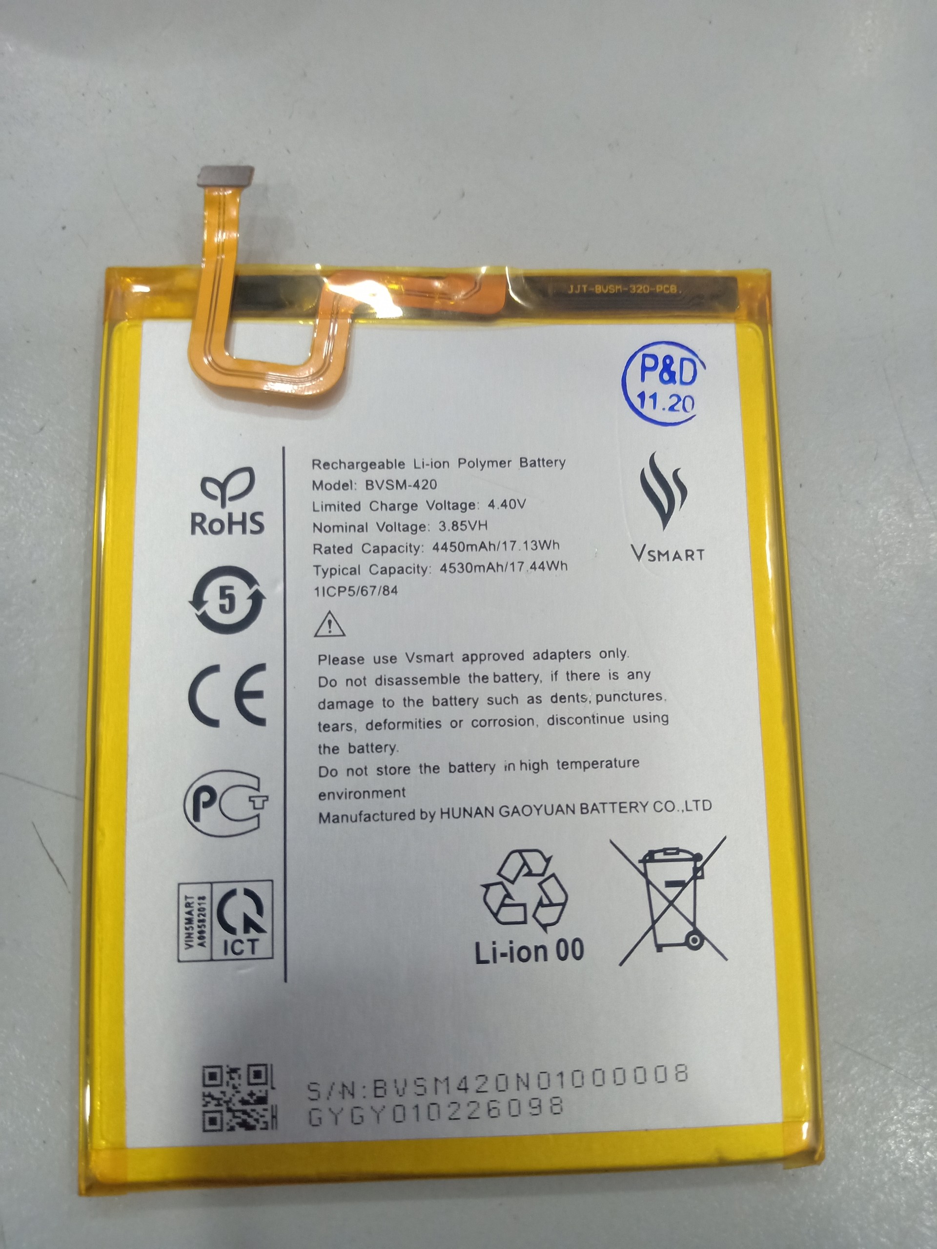 Pin vsmart joy 2+ joy 2 plus v420a bvsm-420 4500mah