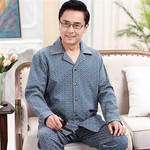 Người Trung Niên Và Người Già Bố Đồ Ngủ Nam Mùa Xuân Và Mùa Thu Cotton Tay Dài Trung Niên Nam XL Len Tân Cương Nhà Dịch Vụ