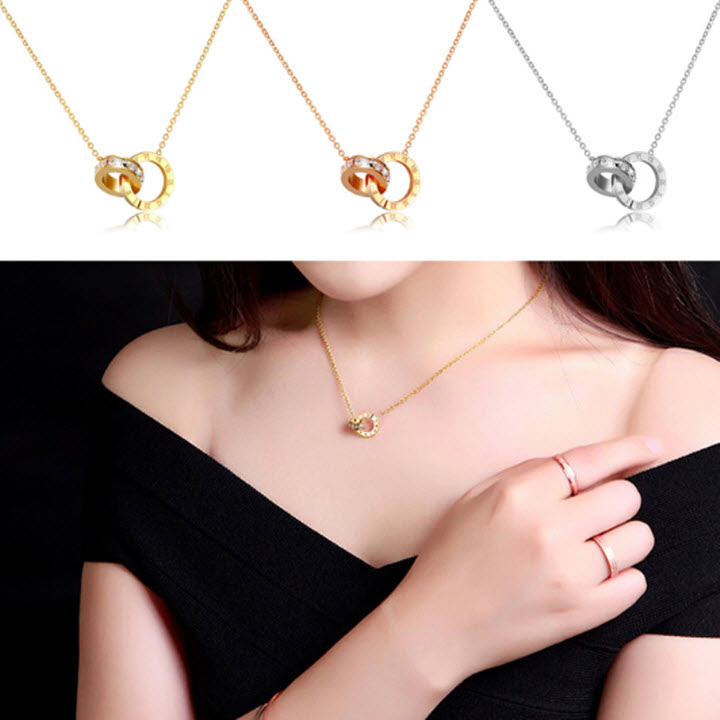 Dây chuyền vàng nữ liền mặt khoen đẹp - Hàng chuẩn titan màu sắc bóng đẹp - Cam kết 1 đổi 1 nếu gỉ sét