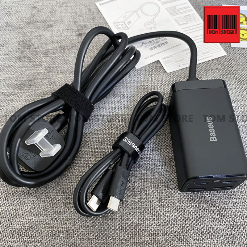 Bộ sạc nhanh baseus 65w gan3 pro desktop fast charger kèm cáp sạc nhanh c to c