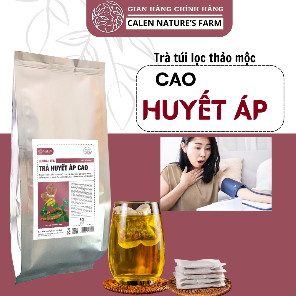 Trà huyết áp cao Calen Nature Farm phòng ngừa chứng xơ vữa động mạch, điều hoà huyết áp chống tăng đột ngột bịch 30 gói lọc