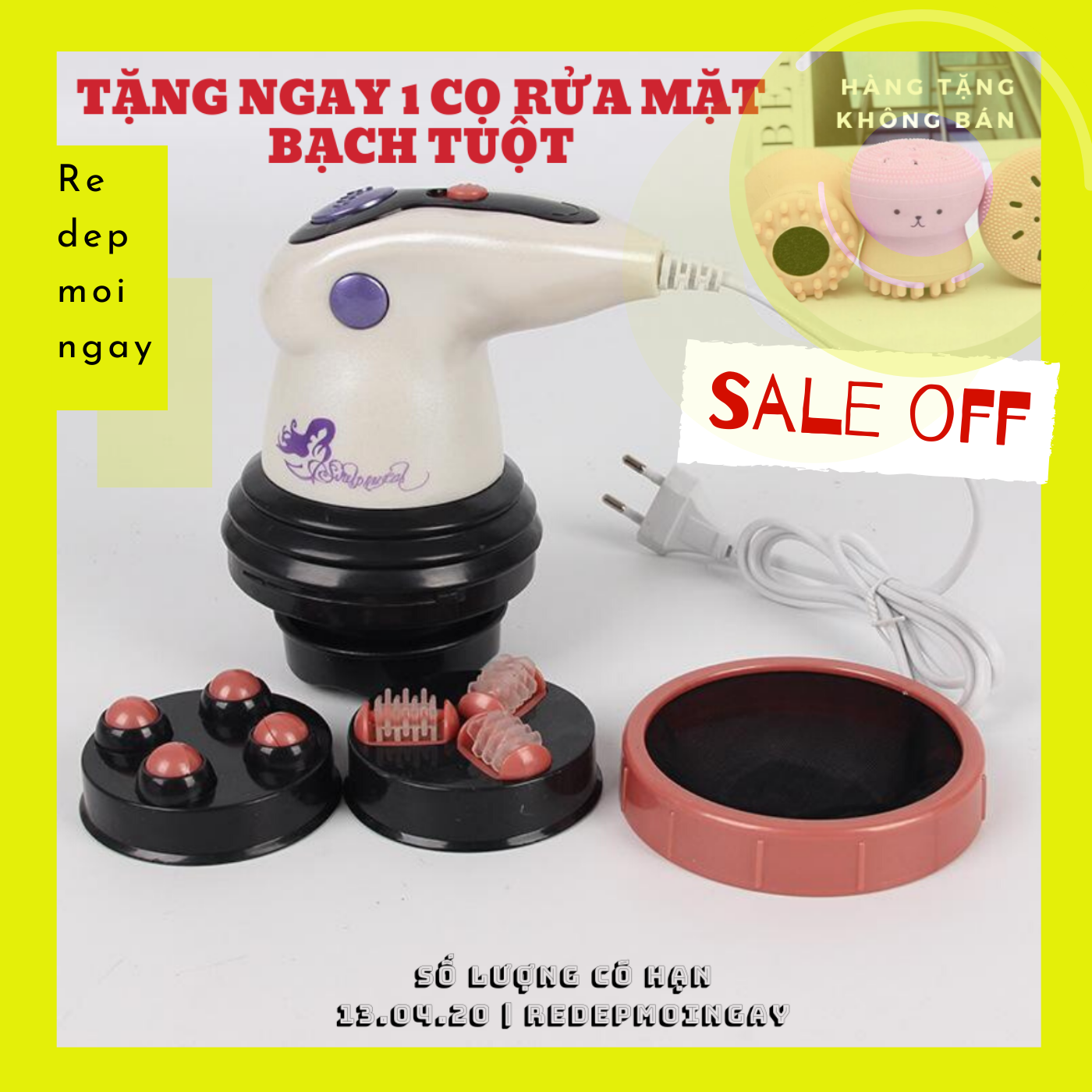 Máy massage tan mỡ bụng Body Innovation & Tặng cọ rửa mặt bạch tuột Cute