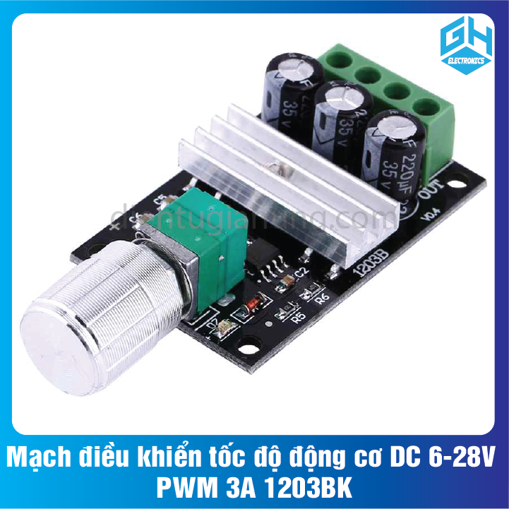 Mạch điều khiển tốc độ động cơ dc 6-28v - pwm 3a 1203bk