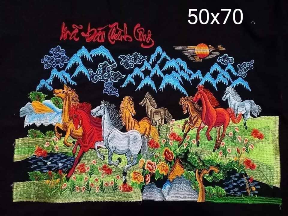 [HCM]tranh thêu vi tính thành phẩm mã đáo thành công chưa khung 50x70