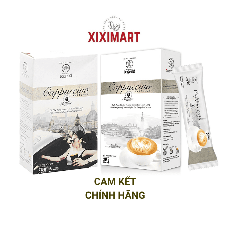 Cà Phê Hòa Tan Cappuccino Hazelnut Trung Nguyên Legend Hộp 216g , Cafe Sữa Capuchino Trung Nguyên Xiximart