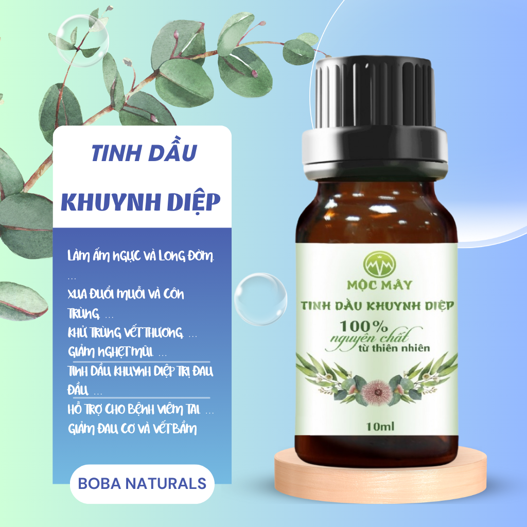 Tinh dầu khuynh diệp xông hương thơm, tốt cho mẹ và bé, sảng khoái, giảm stress, khuynh diệp 10ml - boba naturals