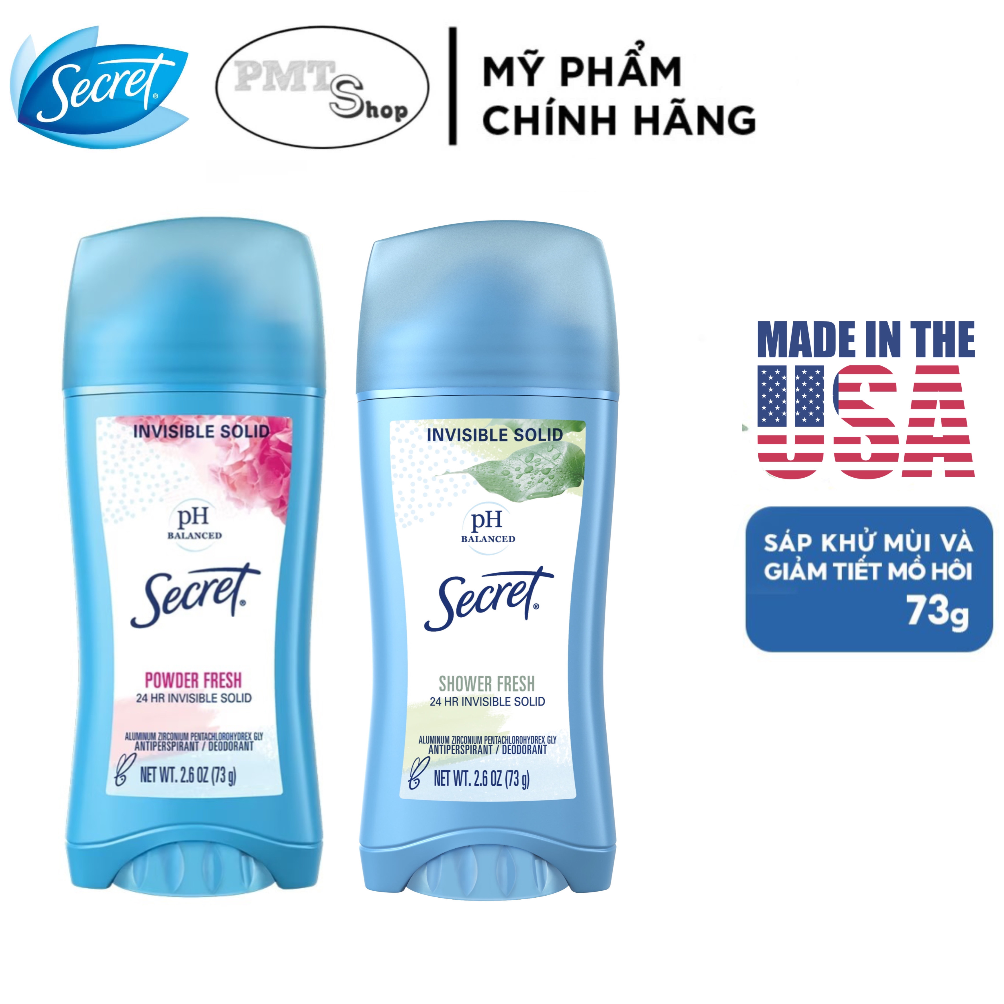 Lăn sáp khử mùi Secret Powder Shower Fresh 73g Made in USA