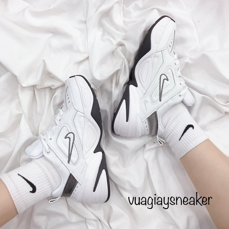 🔥Ảnh thật🔥 Giày sneaker m2k trắng gót đen