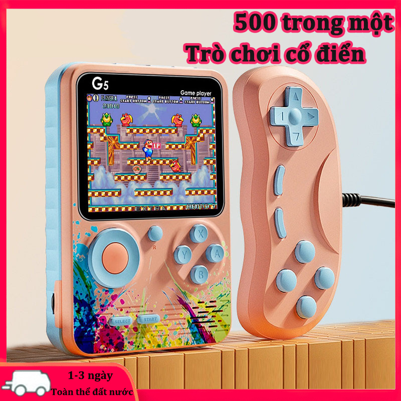 Máy chơi game đôi 500 trò G5 X2 - 2 người chơi cho bé , game cổ điển 9X kèm  hiện đại