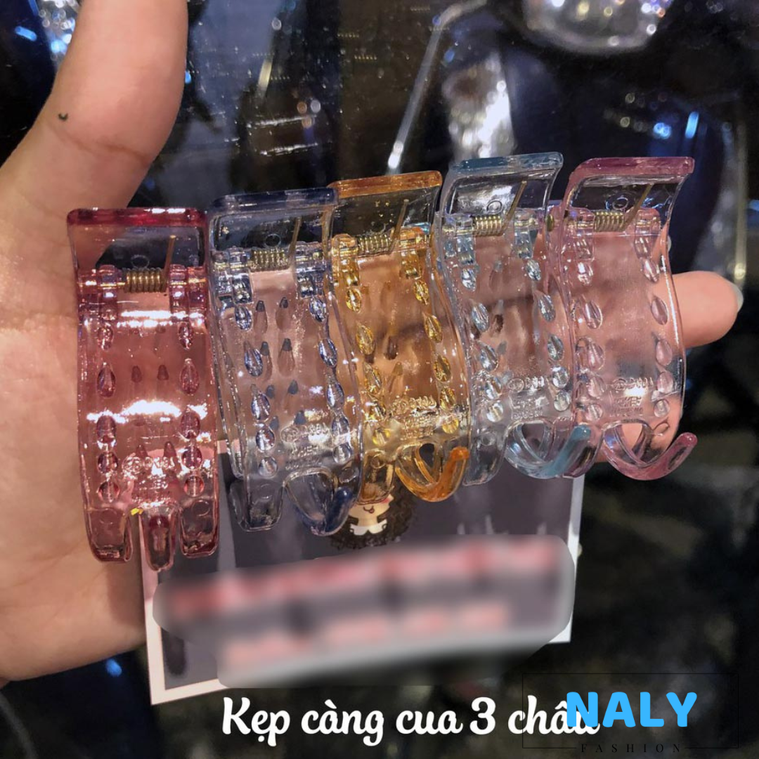 Combo 5 kẹp tóc càng cua nhỏ 3 răng màu trong suốt Naly Fashion