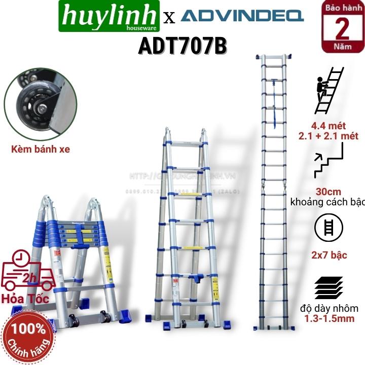 Thang nhôm rút đôi chữ a advindeq adt707b - 4.4 mét