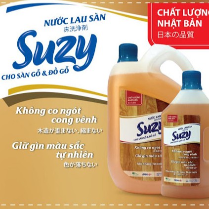 Nước lau sàn gỗ Suzy 4l chất lượng Nhật Bản, chất lượng đảm bảo an toàn và cam kết hàng đúng như mô tả