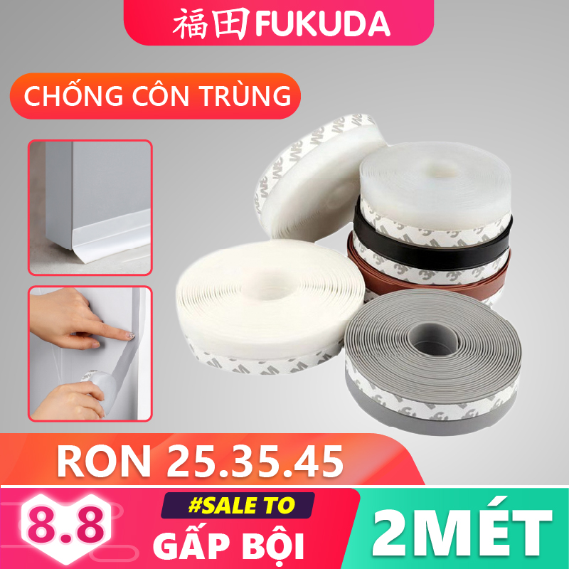 Ron chặn khe 2 MÉT loại cửa bản 25 35 45mm nẹp chống côn trùng dán chân cửa FUKUDA