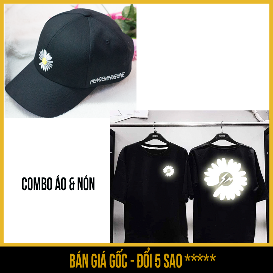 Combo mũ nón lưỡi trai và áo thun phản quang cúc họa mi phom unisex phong cách nam nữ 40-70kg - Săn Nón Đẹp