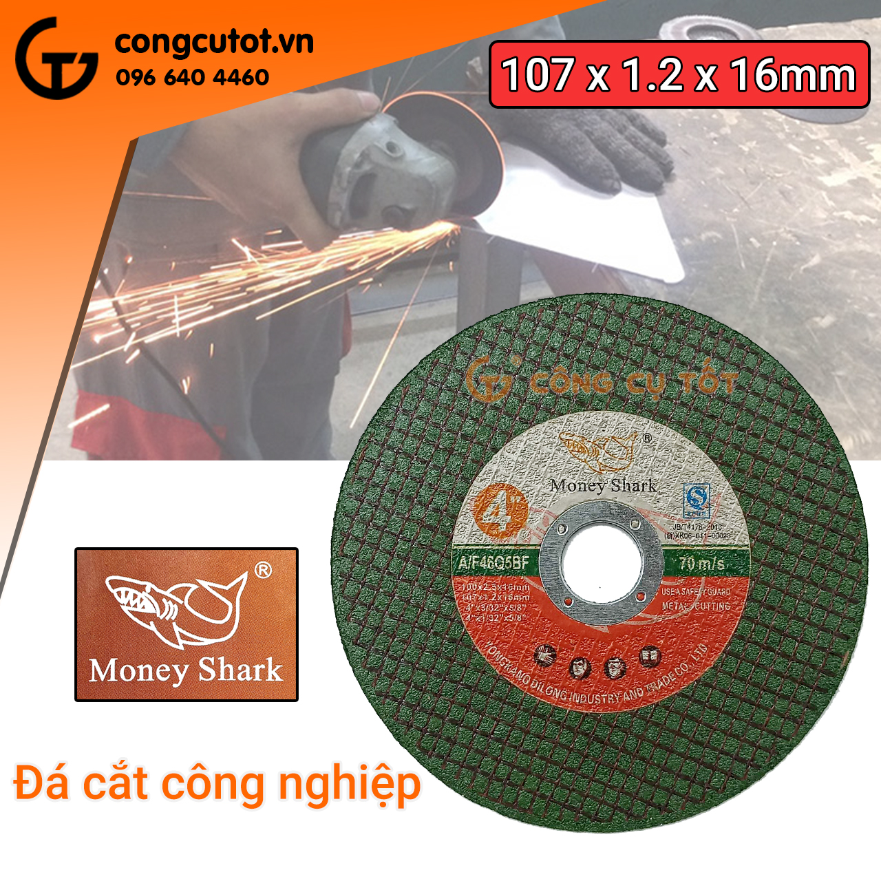 Đá cắt sắt, inox money shark 107 x 1.2 x 16mm