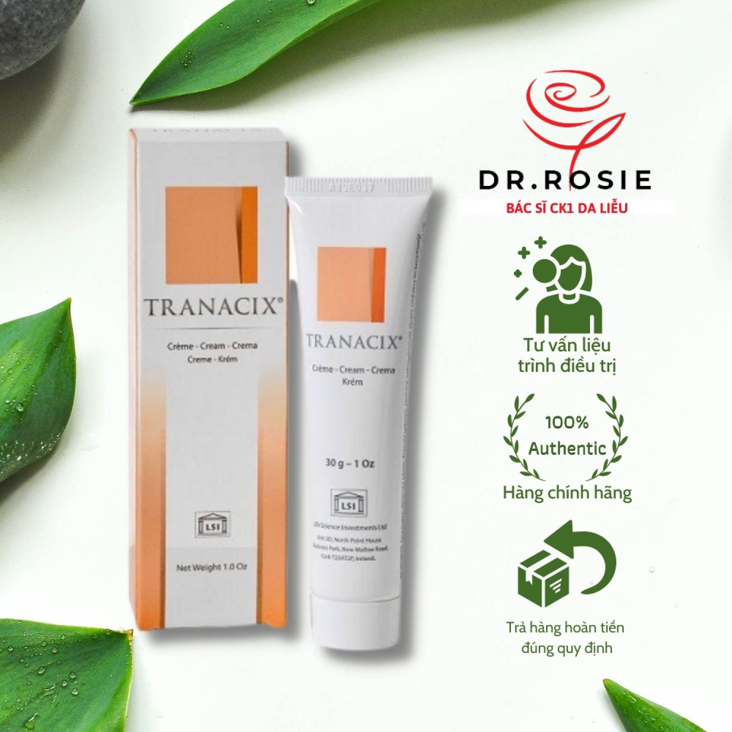 Hàng chính hãng kem dưỡng sáng da tranacix cream giúp mờ na'm 30g bác sĩ hoa