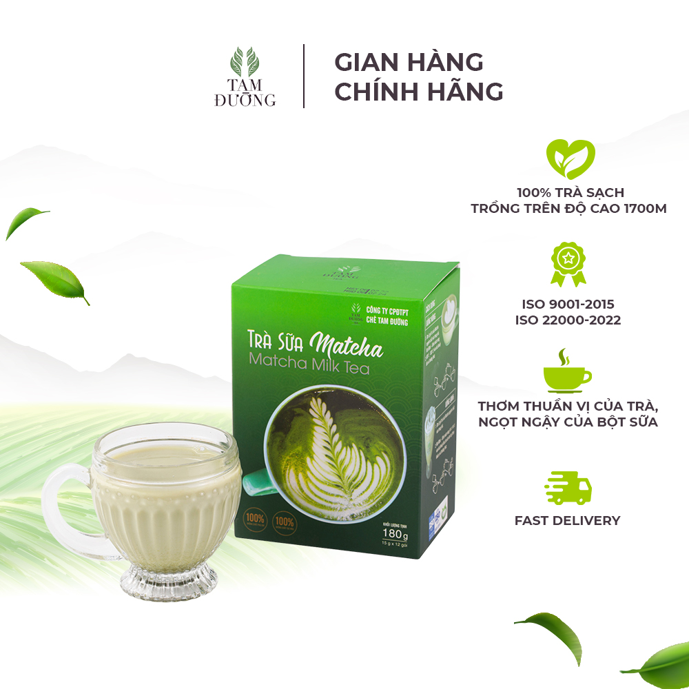 Trà sữa matcha hòa tan chính hiệu tam đường hương thơm thuần vị trà, ngọt ngậy của sữa
