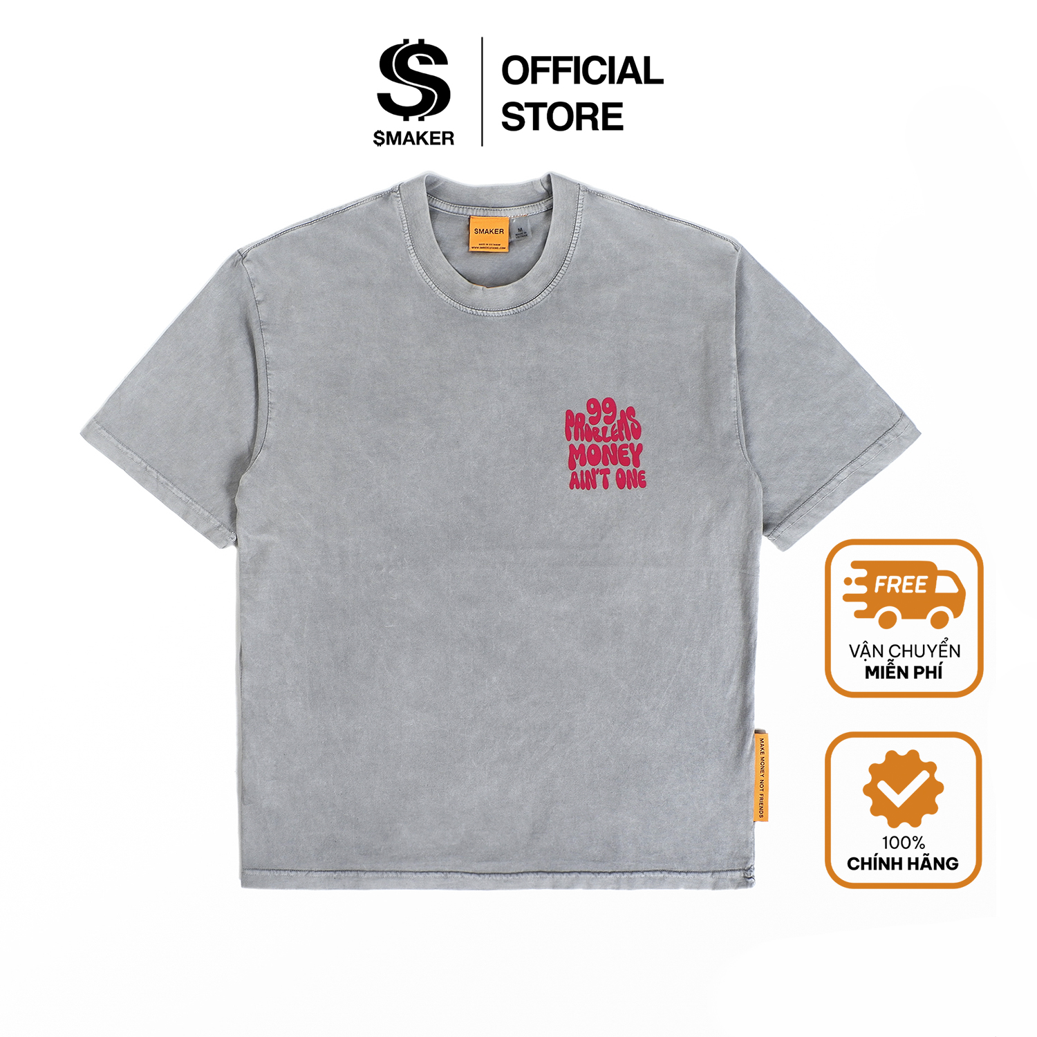 Áo thun cotton nam nữ unisex form rộng tay lỡ, vải washed - 99 problems tee