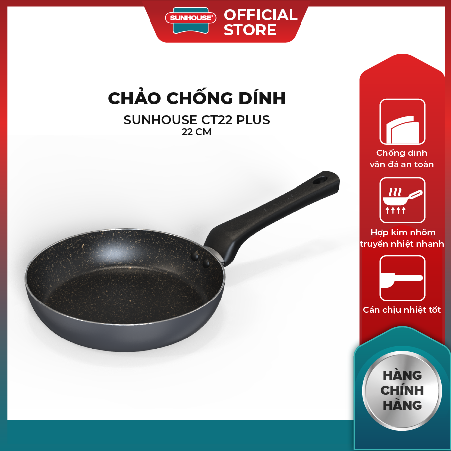 Chảo chống dính SUNHOUSE CT PLUS - KHÔNG DÙNG ĐƯỢC VỚI BẾP TỪ