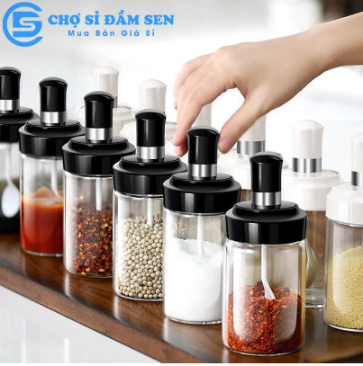 Lọ đựng gia vị thủy tinh kèm muống tiện dụng G427-LoGV