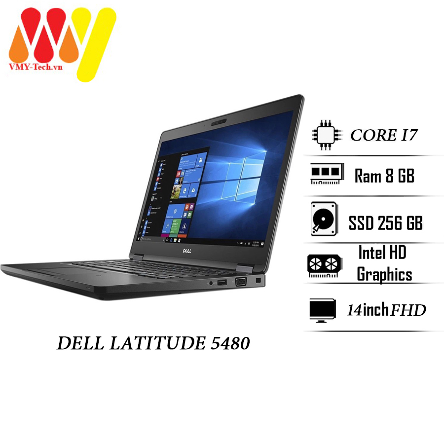 Laptop Dell Latitude 5480 giá rẻ, Core i7-7600U, ram 8GB, SSD 256GB, màn hình 14 inch Full HD, máy tính giá rẻ zin lướt