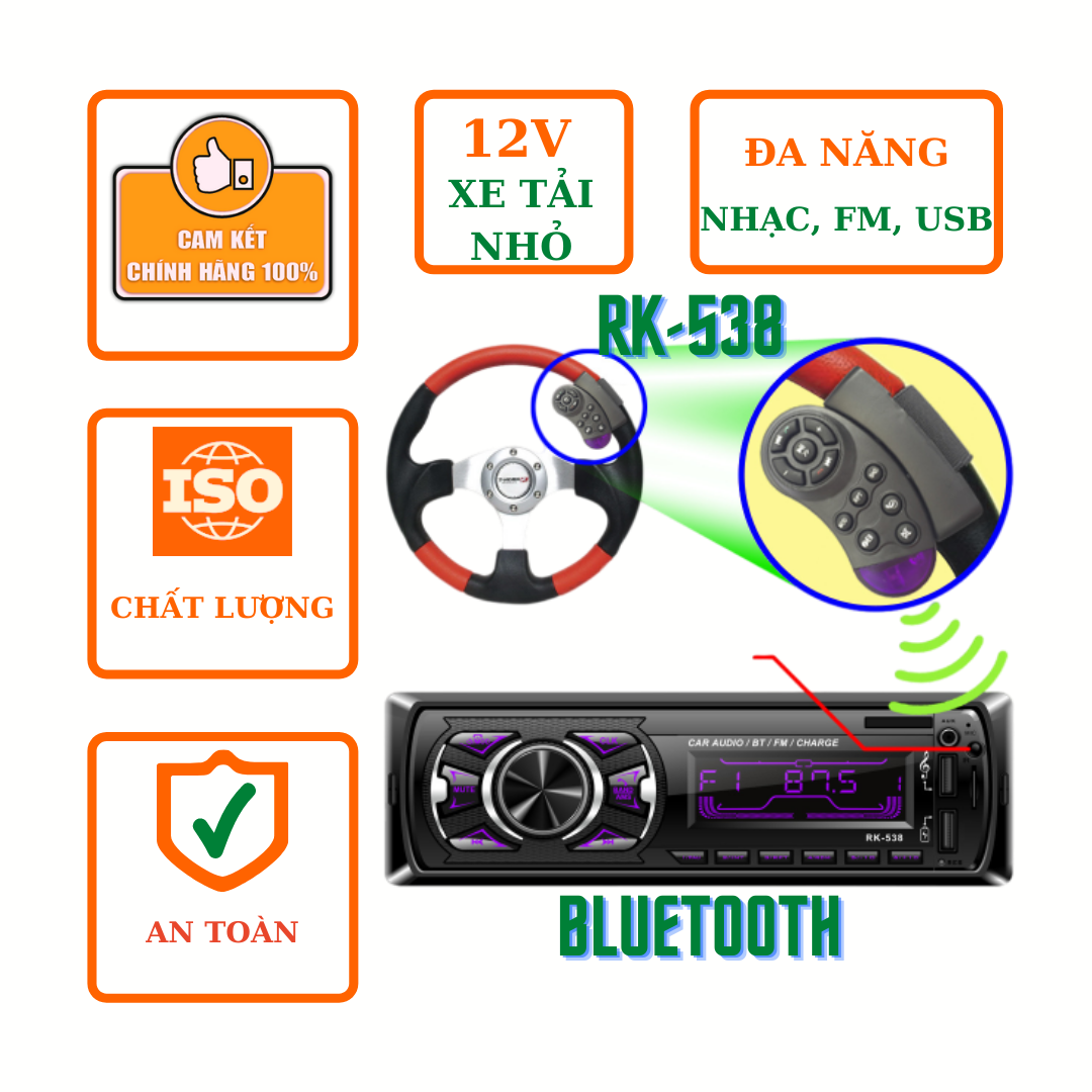 Máy nghe nhạc mp3 âm thanh bluetooth ô tô xe tải mp3 wma wav usb fm rk 538
