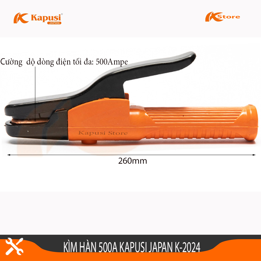 Kìm Hàn Kapusi Japan K-2024 500A, Kìm Kẹp Hàn Kapusi, Kìm Kẹp Mát 500A, Kim Han, Kìm Hàn Điện Cao Cấp