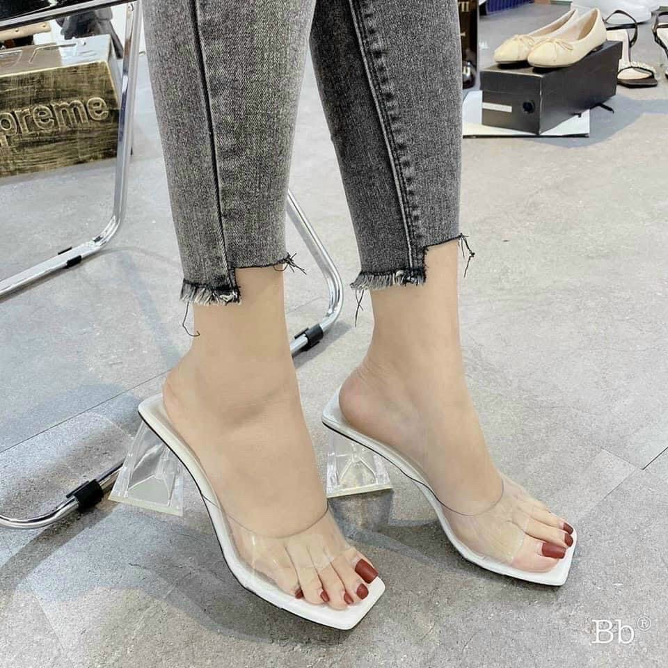 Dép cao gót nữ quai trong gót tam giác 5cm thời trang siêu hót
