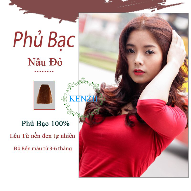 Thuốc Nhuộm Tóc Phủ Bạc Màu Thời Trang Nâu Socola - Nâu đỏ - Nâu vàng - Nâu Mocha Ăn Bạc 100% Kenzii ( Tặng Trợ Nhuộm ) Thuốc nhuộm tóc tại nhà