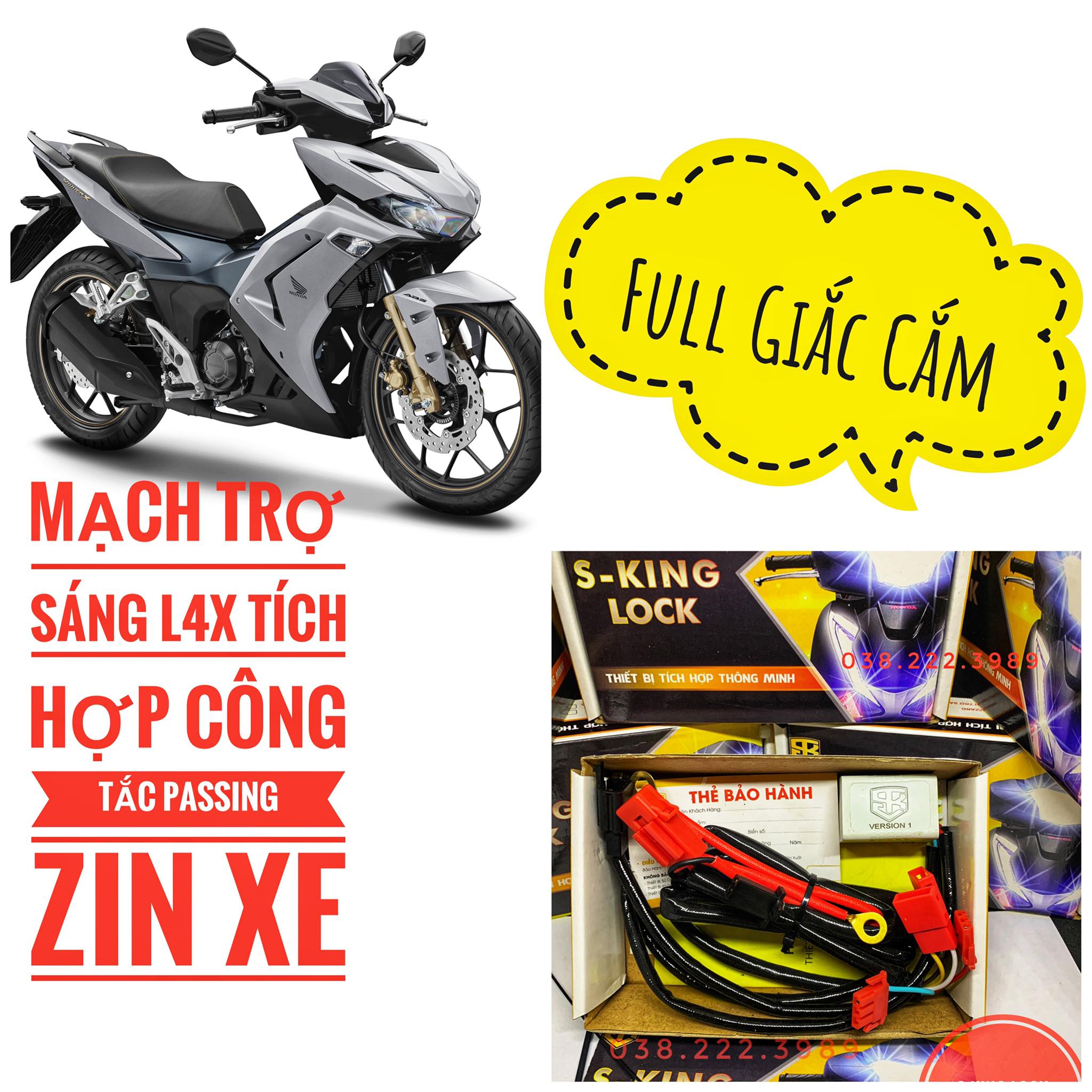 Mạch lắp đèn l4x tích hợp công tắc passing zin xe winner x v2 - winner x v3 | s-king lock - mẫu v1.0