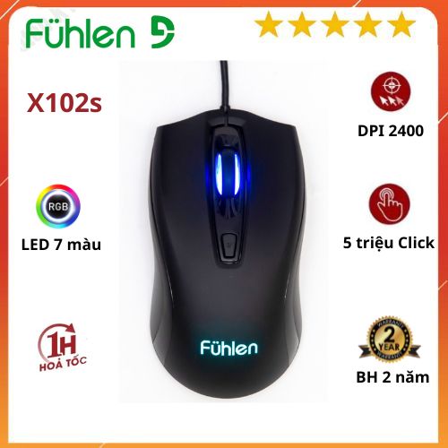 Chuột máy tính fuhlen x102s, g102s có led - hàng chính hãng
