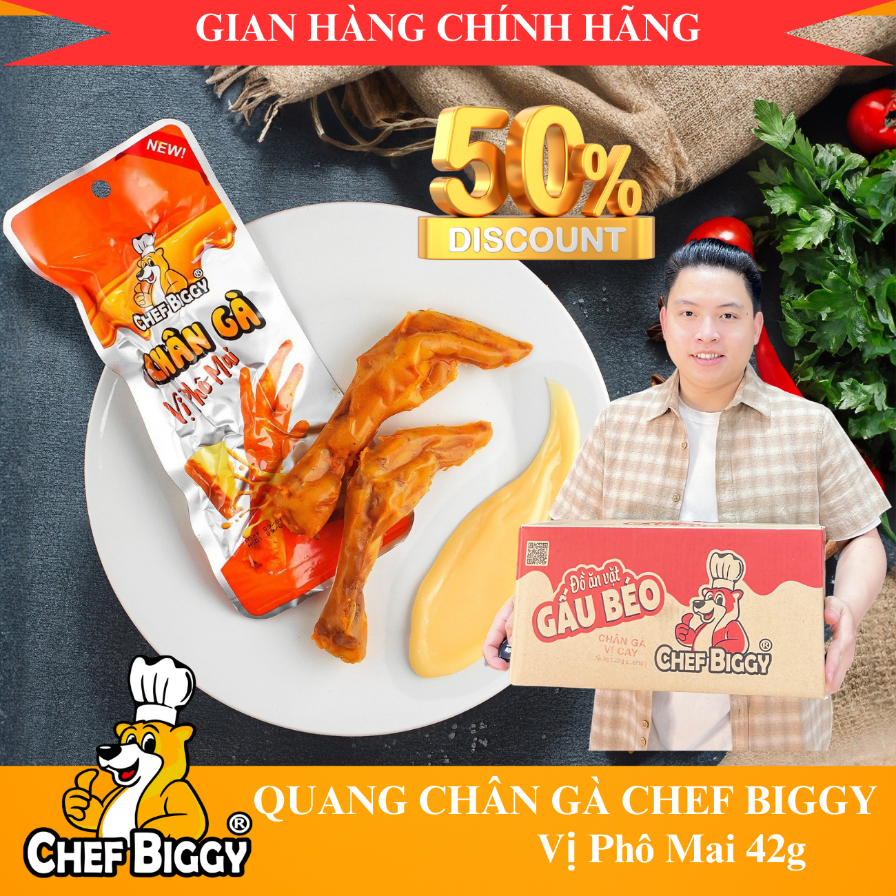 Loại to 42g chân gà chef biggy vị phô mai chính hãng