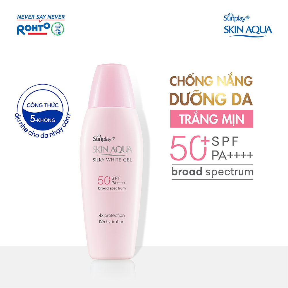  Kem chống nắng Skin Aqua dưỡng trắng & dưỡng ẩm dùng hàng ngày dạng gel Sunplay Skin Aqua Silky White Gel Eco Việt Nam SPF 50 PA++++ 70g 