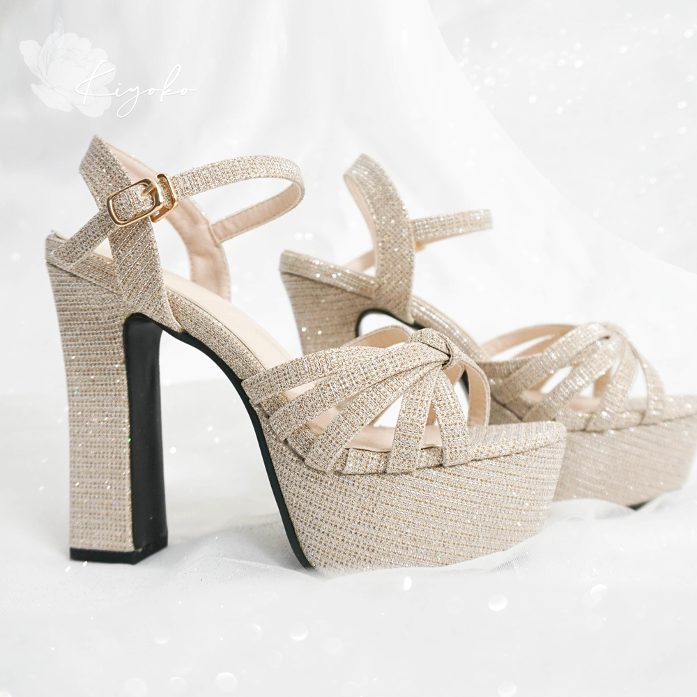 Giày cưới Kiyoko sandal lấp lánh cao gót 13cm
