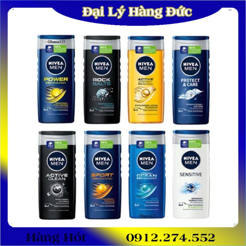 Nivea men đức- sữa tắm, dầu gội nam – nội địa đức
