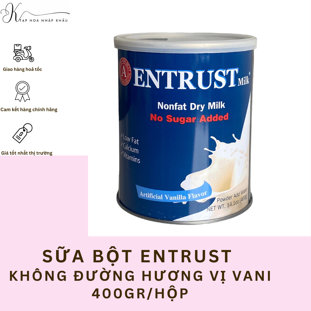 Sữa bột entrust mỹ không đường dành cho người tiểu đường 400gr/hộp