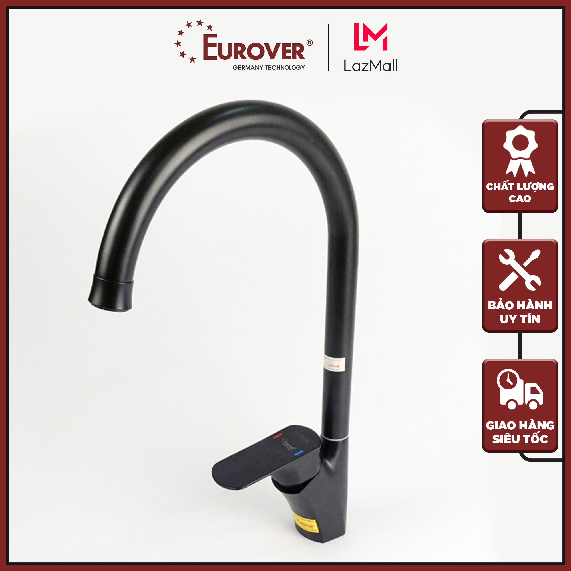 Vòi nước rửa chén bát nóng lạnh inox 304 xoay 360 độ Eurover PLE-6181 loại 1 đúc nguyên khối, sản phẩm chuẩn chất, độ bền cao, đạt tiêu chuẩn Châu Âu, bảo hành 5 năm