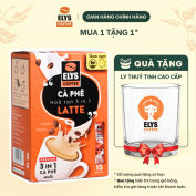 |Tặng 1 ly thủy tin cao cấp | Elys Coffee - Cà phê hòa tan latte muối 3 in 1 - Hộp 255G x 15 túi