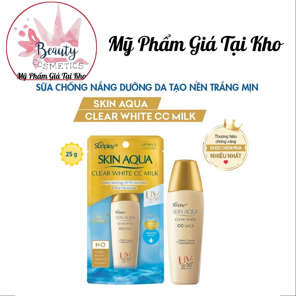 Kem chống nắng tạo nền hàng ngày Sunplay Skin Aqua Clear White Cc Milk 25g