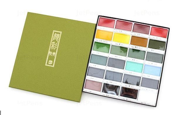 Bộ màu nước dạng thẻ gansai tambi, set 12, 18, 24, 36