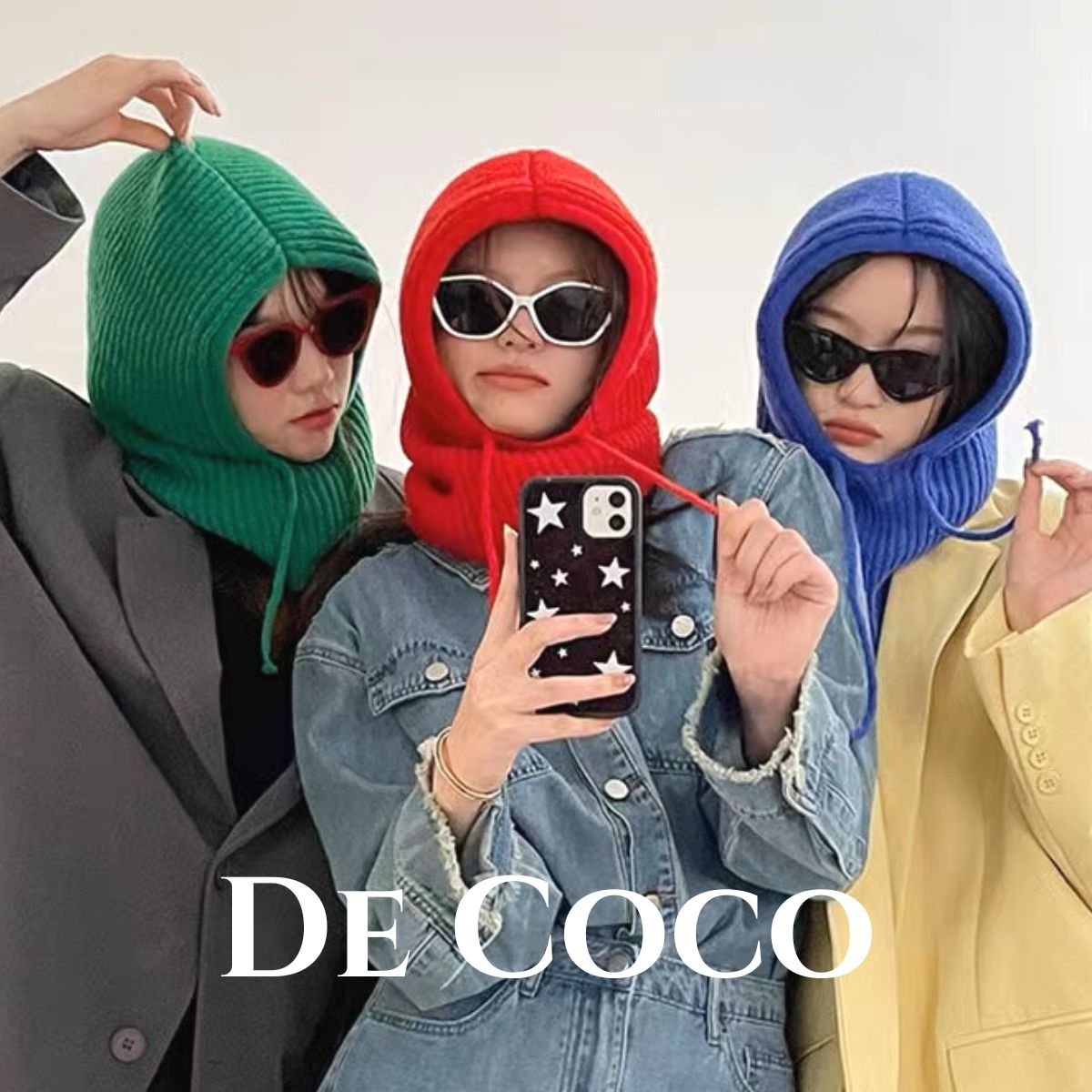 Khăn len mùa đông, khăn len trùm đầu nhiều màu De coco