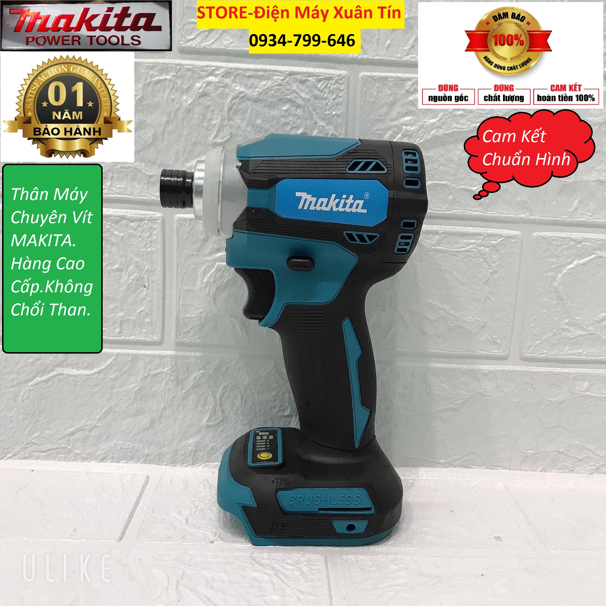 Thân Máy chuyên vít sài pin MAKITA 198v-Hàng cao cấp-Không chổi than