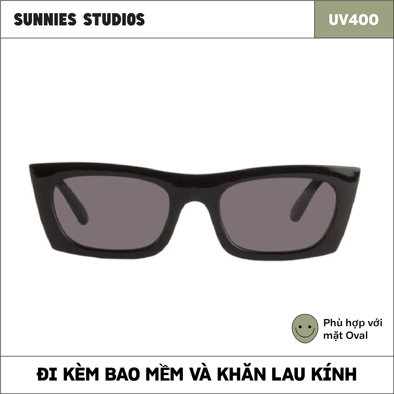 Kính mát Sunnies Studios Gọng Vuông Zio in Ink