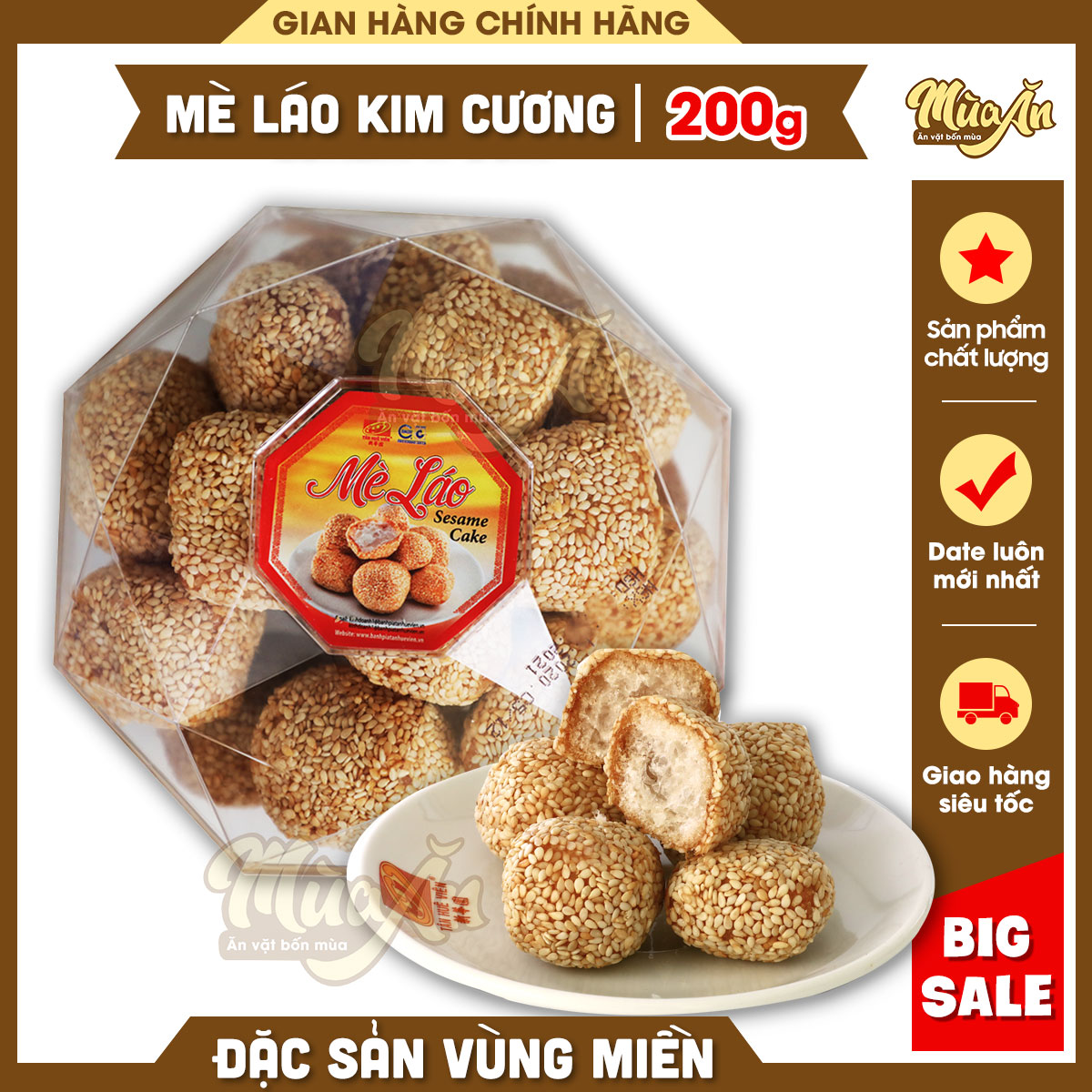 Bánh mè láo hộp kim cương 3D Tân Huê Viên, bánh mè miền tây 200g